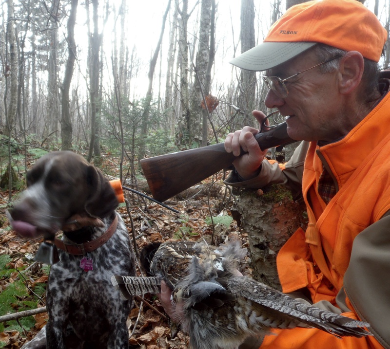 Monty with an amazing retrieve of a grouse